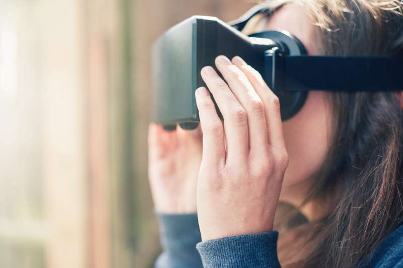 Woman using a virtual reality headset