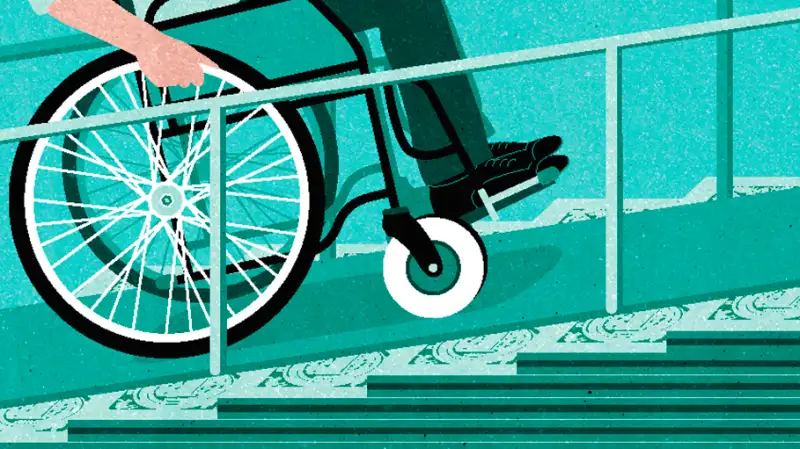 illustration of wheelchair on ramp