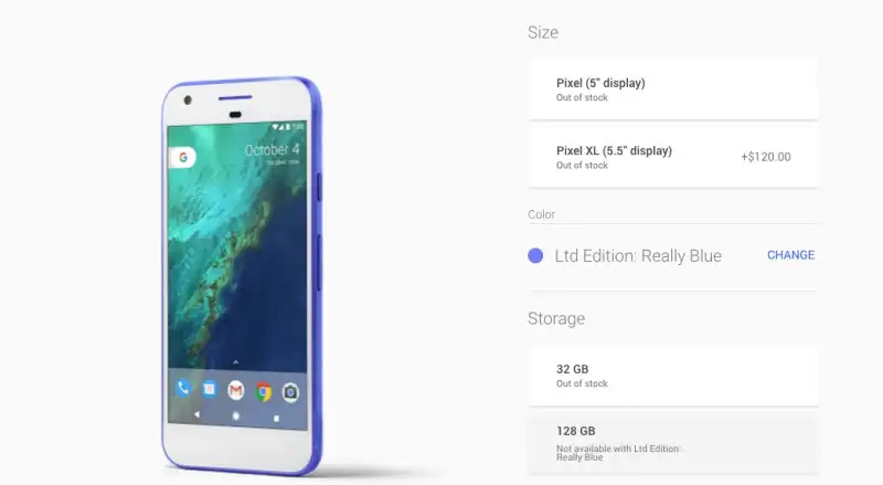 The Google Pixel Really Blue smartphone has already sold out.