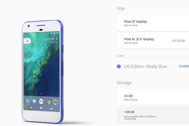 The Google Pixel Really Blue smartphone has already sold out.