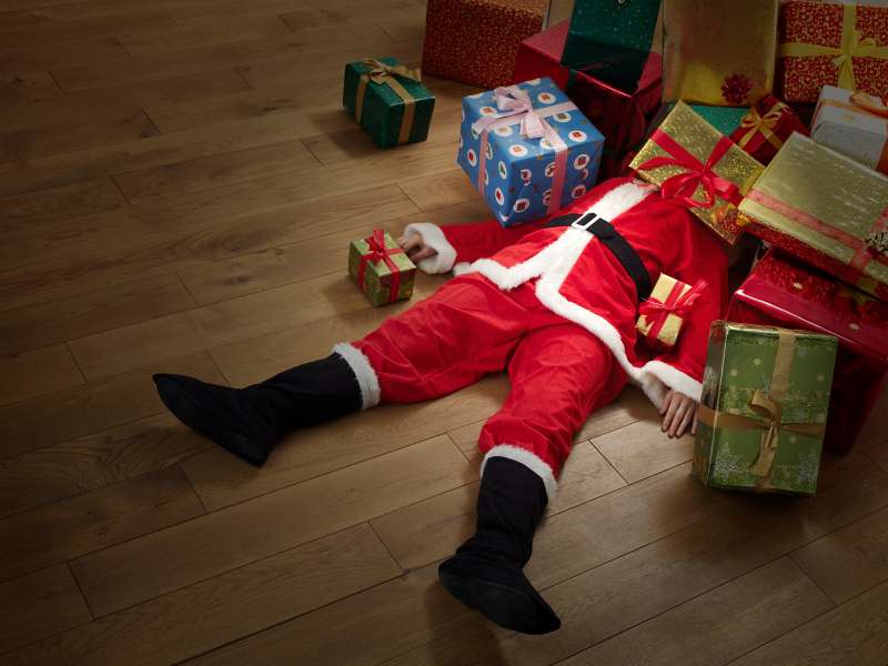 santa crushed by presents