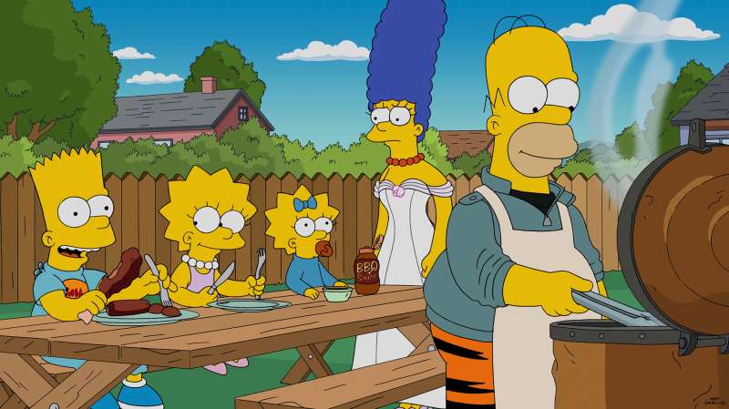 THE SIMPSONS, (from left): Pit Master (voiced by Edward James Olmos), Homer Simpson, 'Cue Detective', (Season 27, ep. 2702, aired Oct. 4, 2015).