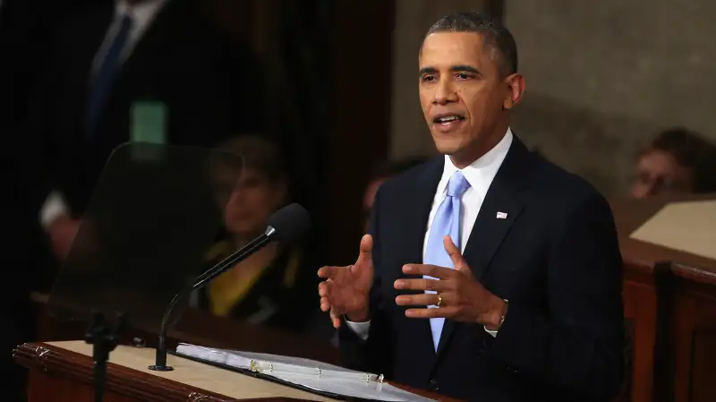 U.S. President Barack Obama delivers the State of the Union address to a joint session of Congress in the House Chamber at the U.S. Capitol on January 28, 2014 in Washington, DC.