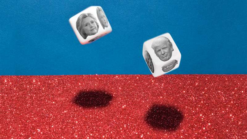 Hillary Clinton and Donald Trump on dice