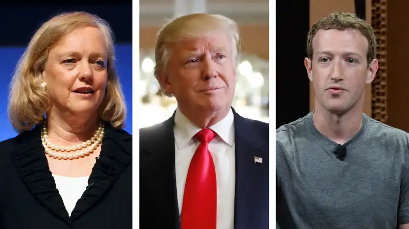 Meg Whitman, Donald J. Trump, Mark Zuckerberg