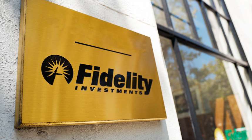 Signage with logo for Fidelity Investments,