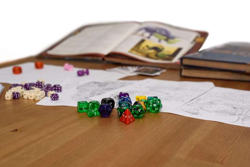role playing game set up on table isolated