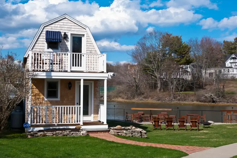 Small building on the Kennebunk River in Kennebunk Maine.