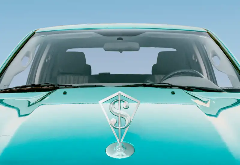 Car with hood ornament