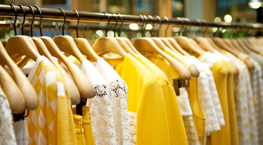 Yellow clothes on the rack