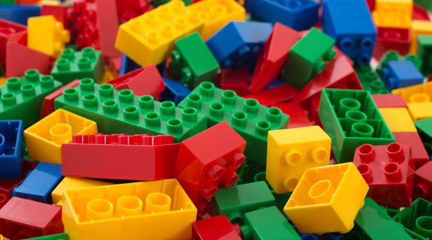 colorful toy cubes building bricks