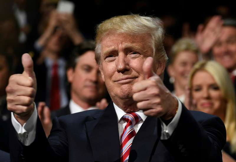 Donald Trump gives a double thumbs-up