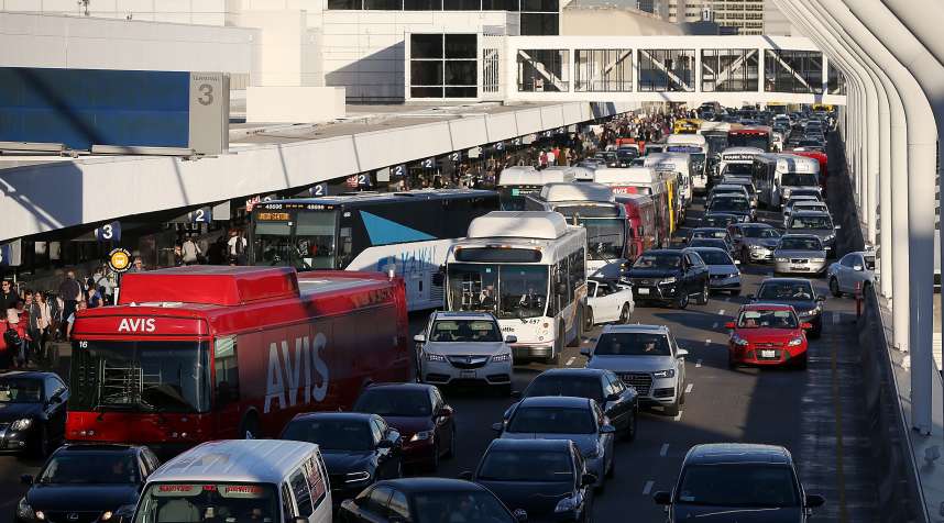 Traffic backs up at Los Angeles International Airport due to a demonstration against the immigration ban that was imposed by Donald Trump at Los Angeles International Airport, on Jan. 29, 2017 in Los Angeles.