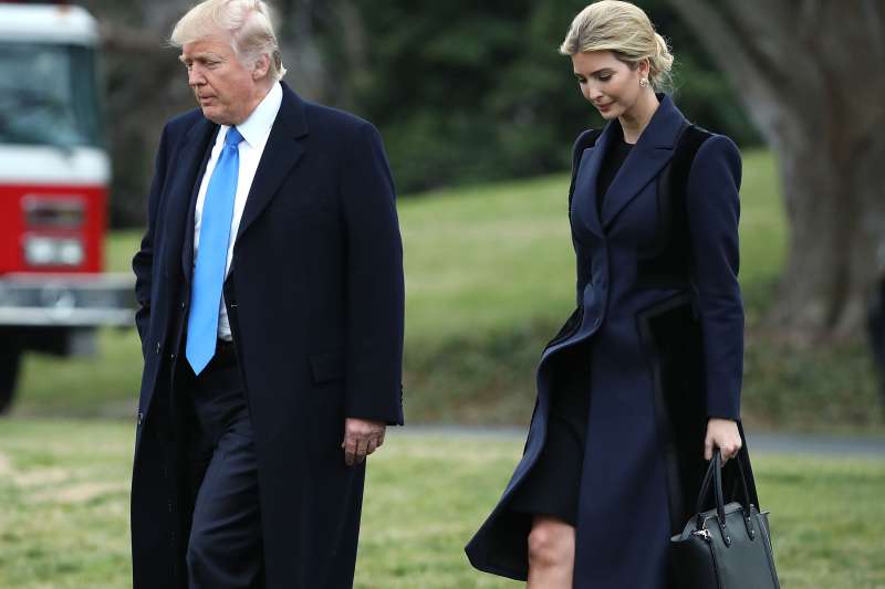 WASHINGTON, DC - FEBRUARY 01:  U.S. President Donald Trump and his daughter Ivanka Trump walk toward Marine One while departing from the White House, on February 1, 2017 in Washington, DC. Trump is making an unnanounced trip to Dover Air Force bace in Delaware to pay his respects to Chief Special Warfare Operator William  Ryan  Owens, who was killed during a raid in Yemen. Owens is the first active military service member to die in combat during Trump's presidency. (Photo by Mark Wilson/Getty Images)