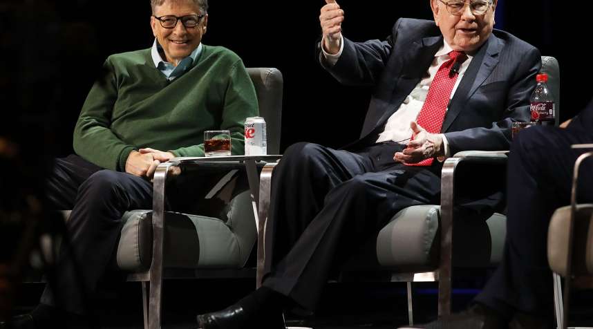 Warren Buffett (right) appeared with Bill Gates last week at Columbia University, shortly before the two discussed philanthropy and the economy on Charlie Rose's show.