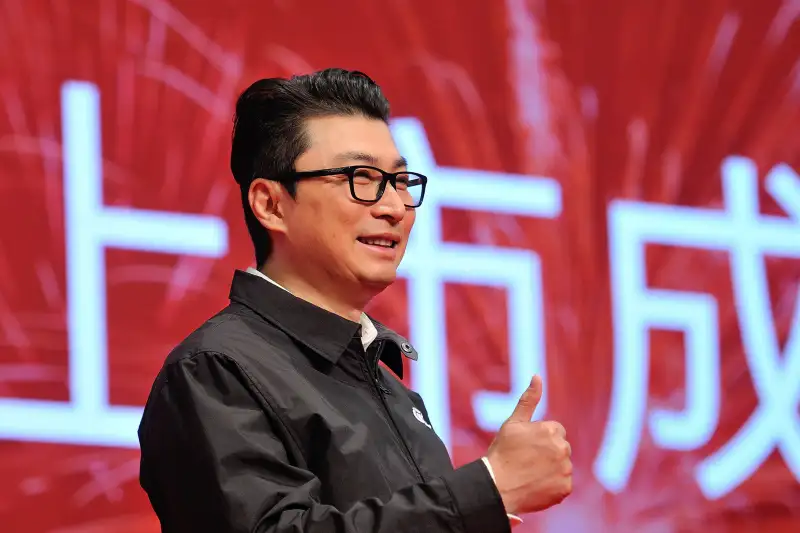 Wang Wei, Chairman of SF Express, looks on during a ceremony for the company's listing at Shenzhen Stock Exchange on February 24, 2017 in Shenzhen, Guangdong Province of China.