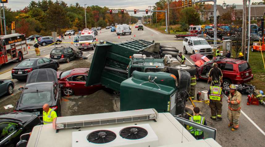 A teenage driver distracted by a cellphone was blamed for a 10-vehicle accident last October in York, Maine.