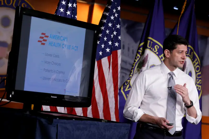 Speaker of the House Paul Ryan speaks at a news conference about Congressional efforts to repeal and replace Obamacare, on Capitol Hill in Washington, U.S. March 9, 2017.