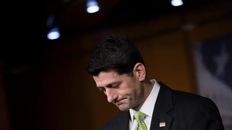 Speaker of the House Paul Ryan (R-WI) holds a news conference in March 2017.