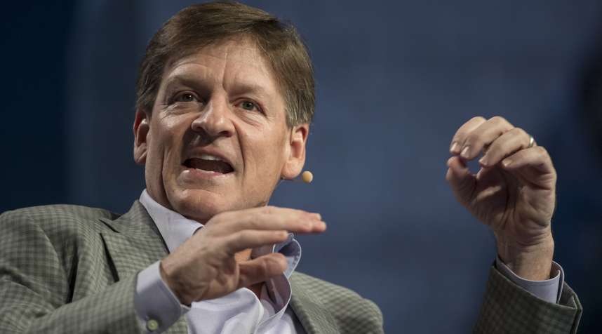 Michael Lewis speaks at the SALT conference in Las Vegas, Nevada, on Thursday, May 12, 2016.