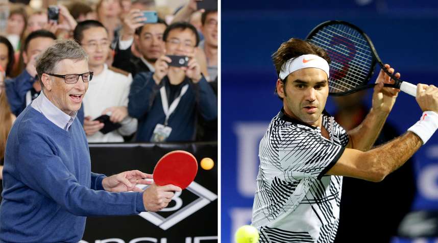 Bill Gates and Roger Federer will play in a doubles tennis match for charity.