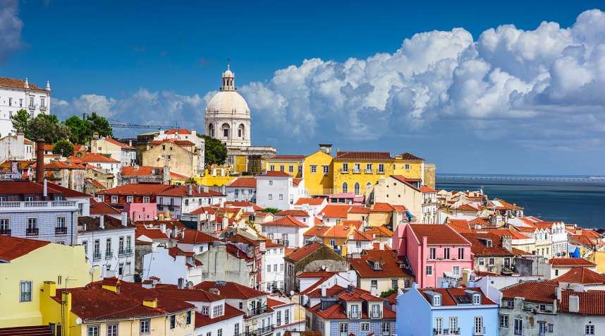 Lisbon, Portugal skyline at Alfama, the oldest district of the city.