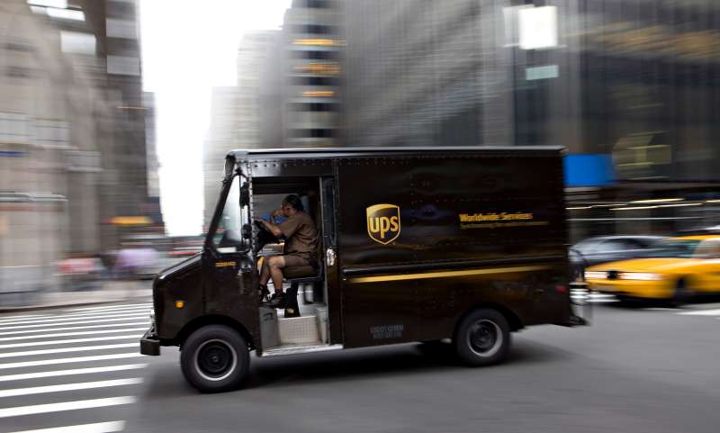 Fred Harster drives a UPS truck on Park Avenue in New York,
