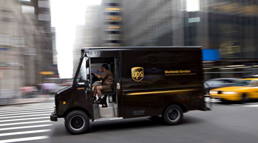 Fred Harster drives a UPS truck on Park Avenue in New York, U.S, on Thursday, July 23, 2009.