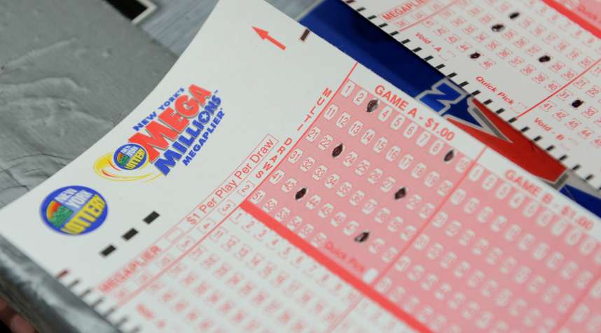 Mega Millions lottery ticket forms at a convenience store on the east side of Manhattan March 30, 2012 in New York.
