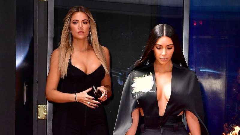 Khloe Kardashian and Kim Kardashian seen on the streets of Manhattan on May 15, 2017 in New York City.
