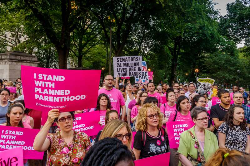 Planned Parenthood organized #PinkOut Day, in an effort to make lawmakers confront the cruelty of their health care bill by turning the internet pink, and showing up in cities and towns across the country wearing pink, June 21, 2017.
