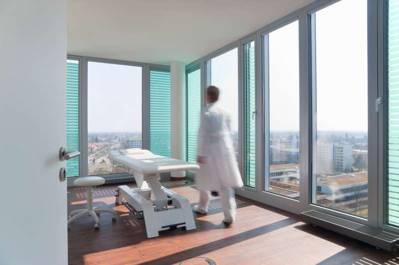 Blurred view of doctor in office