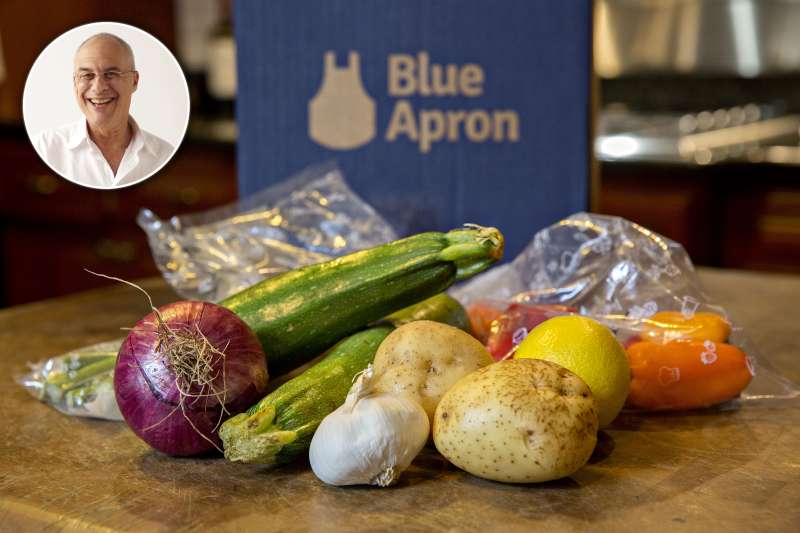 Vegetables from a Blue Apron Holdings Inc. meal-kit delivery are arranged for a photograph in Tiskilwa, Illinois, on June 14, 2017.