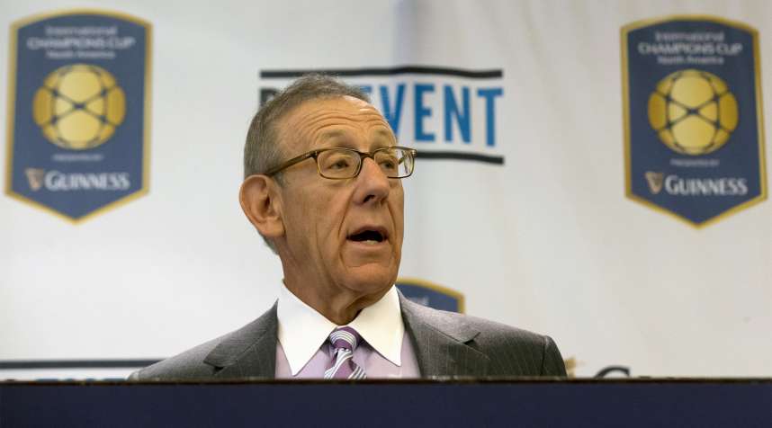 Real Estate developer and sports entrepreneur Stephen Ross speaks during a news conference to announce the 2015 International Champions Cup North America in New York April 28, 2015.