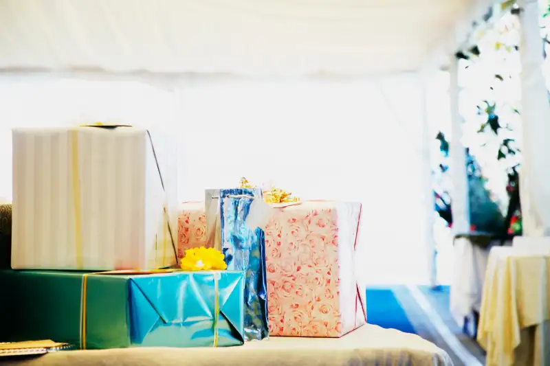 Wedding gifts on table