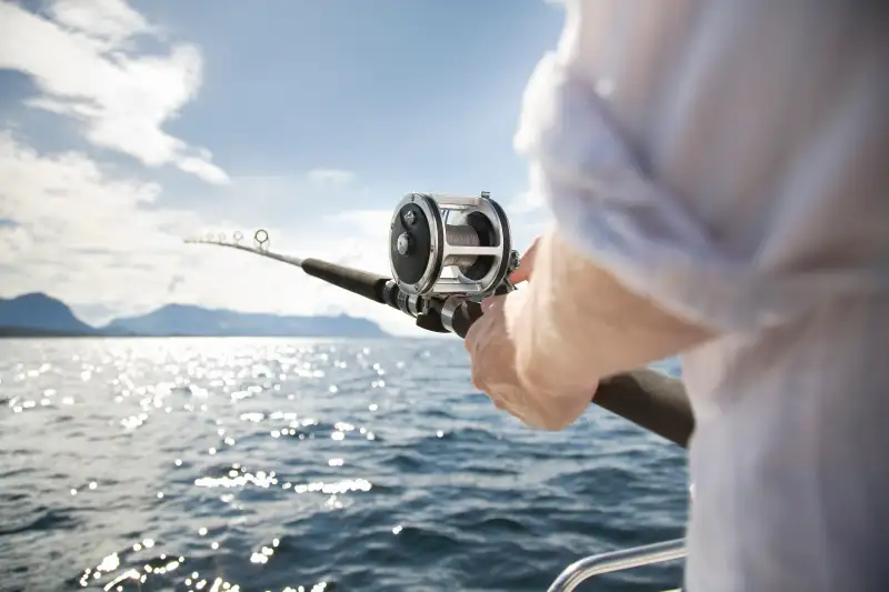 Man fishing in sea