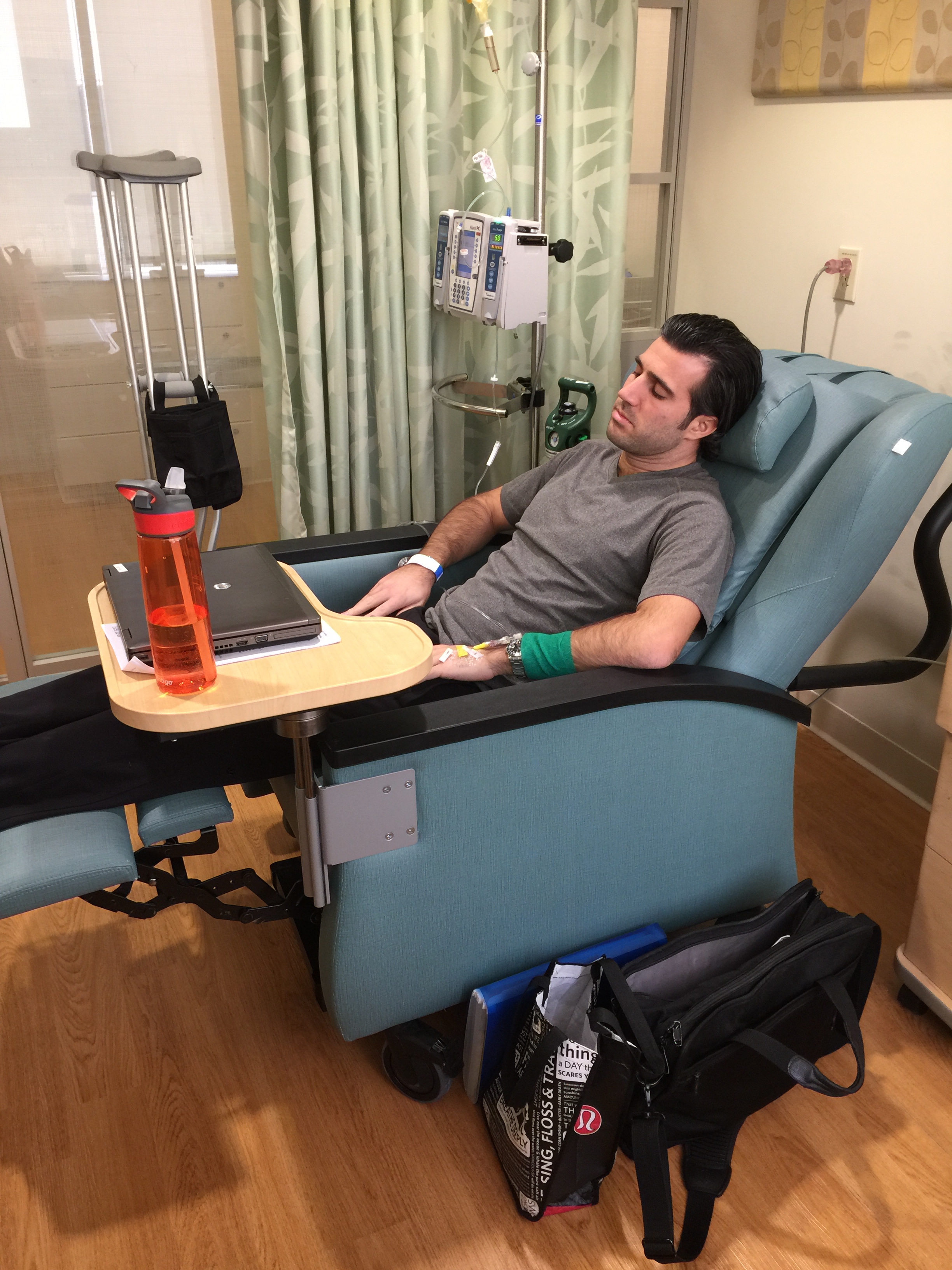 AJ Manas receiving chemotherapy.