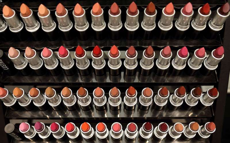 Lipstick is displayed in the M.A.C flaghip store in Paris