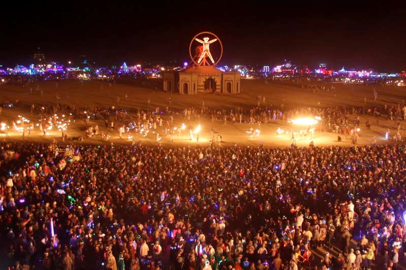 Participants fill the Playa as approximately 70,000 people from all over the world gather for the 30th annual Burning Man arts and music festival in the Black Rock Desert of Nevada, September 3, 2016.