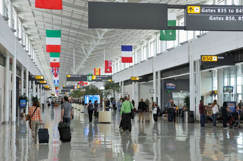 Terminal B Washington Dulles International Airport located in Loudon County Virginia USA