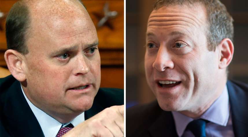 (left) In this June 4, 2013 file photo, Rep. Tom Reed, R-N.Y., speaks during a House Ways and Means Committee hearing on Capitol Hill in Washington; (right) Rep. Josh Gottheimer, D-N.J., speaks in his office in the Cannon House Office Building on Friday, Feb. 17, 2017.