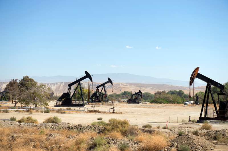 Oil field and Oil Pump near Bakersfield, California, USA