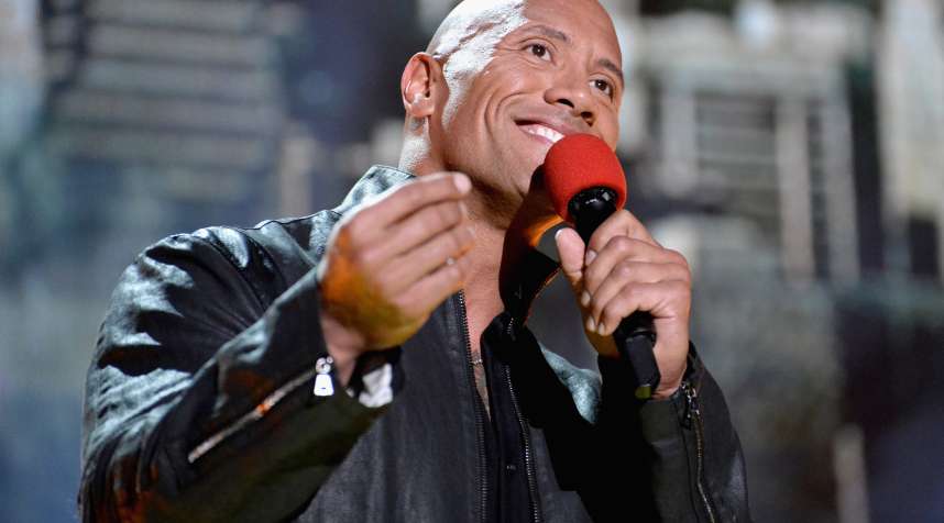 Dwayne  The Rock  Johnson, on stage during The 2015 MTV Movie Awards.