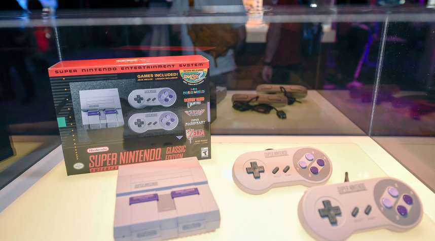 The Super NES Classic Edition on display at the Nintendo Summer of Play event at the Marriott Marquis and Marina on July 20, 2017 at San Diego Comic-Con.