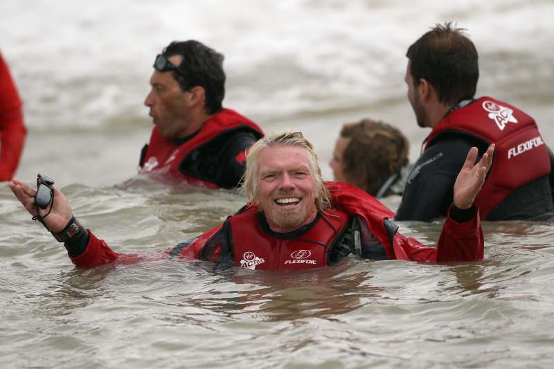 Richard Branson Celebrates Birthday With Channel Kite Surfing Challenge
