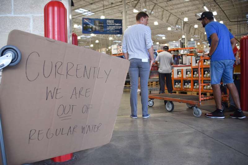 Costco ran out of water as people shop to prepare for Hurricane Irma on September 5, 2017 in North Miami.
