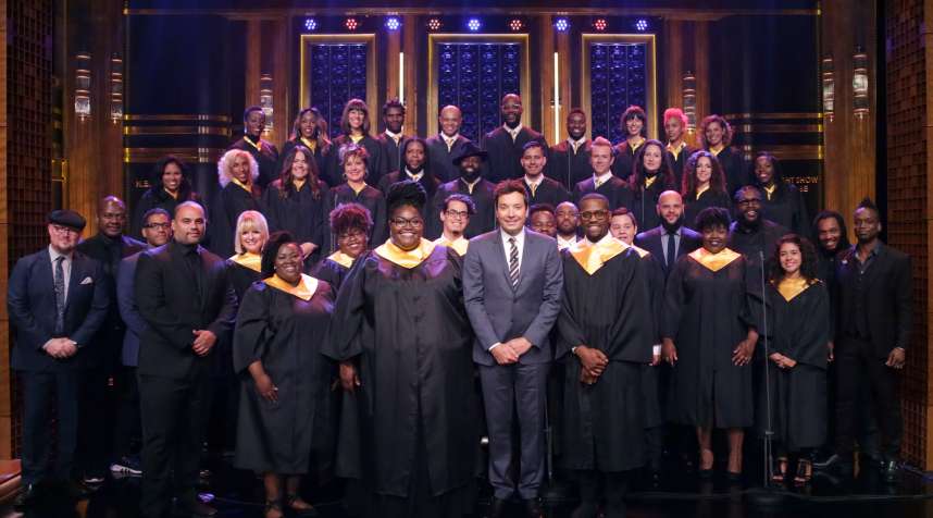 Houston Choir with Host Jimmy Fallon on September 5, 2017