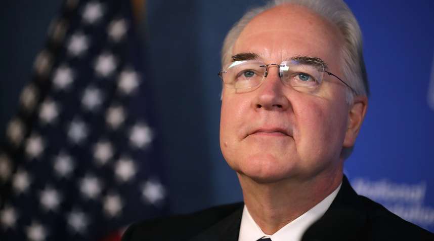 U.S. Heath and Human Services Secretary Tom Price participates in an event to promote the flu vaccine at the National Press Club September 28, 2017 in Washington, DC.