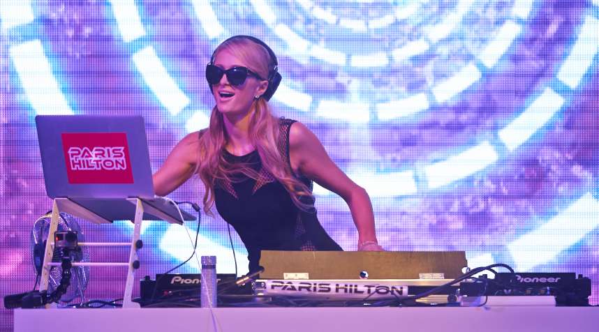 Paris Hilton performs during the International Fashion Fair on August 28, 2015 in Rzgow, Poland. This is an unique opportunity to see her  DJ in Poland for the first time.