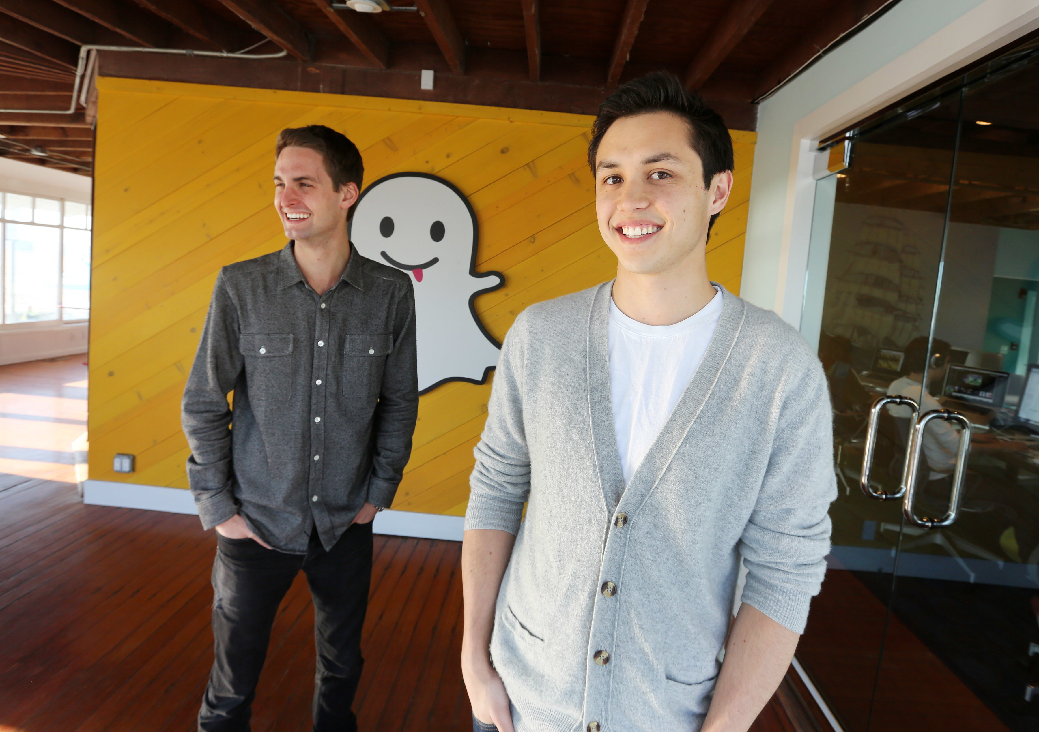 Snapchat co-creators Evan Spiegel and Bobby Murphy